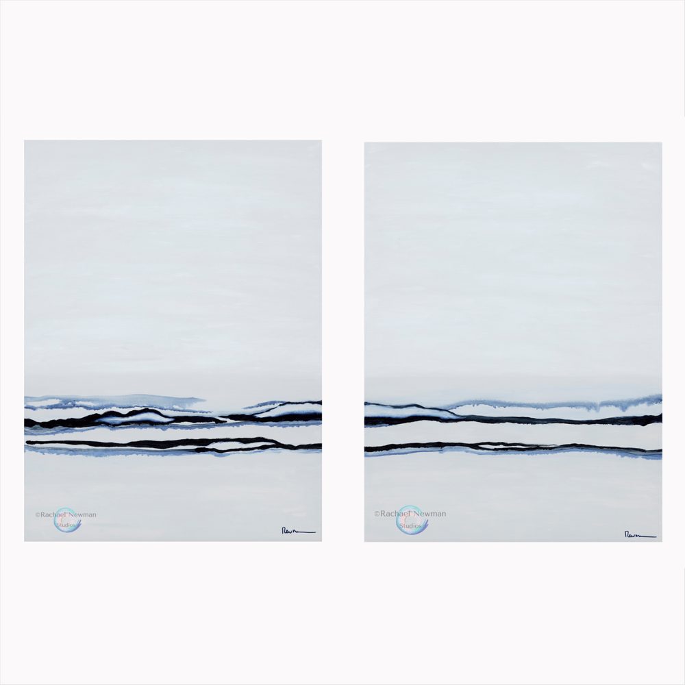 "Indigo Waves" Diptych by Rachael Newman Original Painting